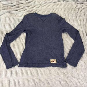 Hollister Shirt Mens XL Blue Long Sleeve Crewneck Thermal Waffle Knit Casual Top